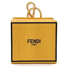 Fendi-Fendi Keychain Box Leather Charm-Yellow