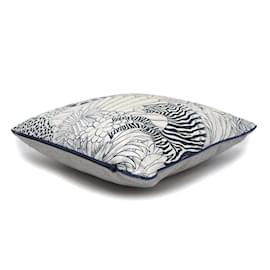 Hermès-Hermes Cushion Animaux Camoufles-White,Navy blue