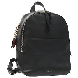 BALLY Backpack Leather Black Gold Auth bs19983 Black Golden