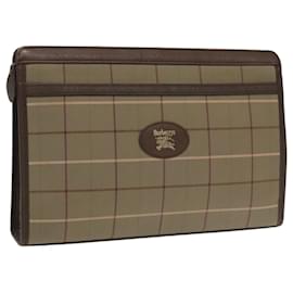 Autre Marque-Burberrys Nova Check Clutch Bag Canvas Beige Brown Auth bs20256-Brown,Beige