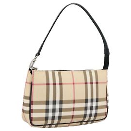 Pochette accessorio in PVC beige argento Burberry Nova Check Auth 102200 Argento Beige