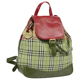 Autre Marque-Burberrys Nova Check Backpack Canvas Leather Beige Red Auth 101270-Red,Beige