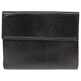 Fendi-FENDI Wallet Leather Black Auth 101125-Black