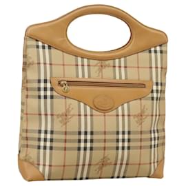 Autre Marque-Burberrys Nova Check Shoulder Bag PVC Leather Beige Gold Auth 102055-Beige,Golden
