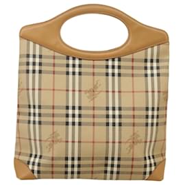 Autre Marque-Burberrys Nova Check Shoulder Bag PVC Leather Beige Gold Auth 102055-Beige,Golden