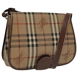 Autre Marque-Burberrys Nova Check Shoulder Bag PVC Leather Beige Gold Auth 100729-Beige,Golden
