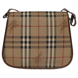 Autre Marque-Burberrys Nova Check Shoulder Bag PVC Leather Beige Gold Auth 100729-Beige,Golden