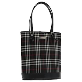 Autre Marque-Burberrys Nova Check Blue Label Hand Bag Nylon Navy Silver Auth mr706-Silvery,Navy blue