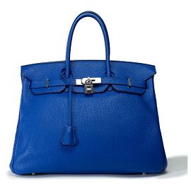 Hermès Sac HERMES Birkin 35 en Cuir Bleu - 102282 Bleu