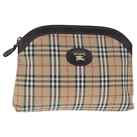 Autre Marque-Burberrys Nova Check Clutch Bag Canvas Beige Auth 102457-Beige