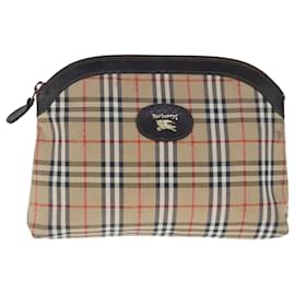 Autre Marque-Burberrys Nova Check Clutch Bag Canvas Beige Auth 102457-Beige