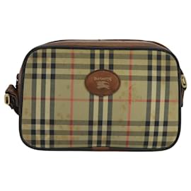 Autre Marque-Burberrys Nova Check Shoulder Bag Canvas Leather Beige Brown Auth 102456-Brown,Beige