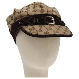 Gucci-GUCCI GG Canvas Cap XL Beige Auth 101101-Beige