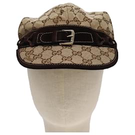 Gucci-GUCCI GG Canvas Cap XL Beige Auth 101101-Beige
