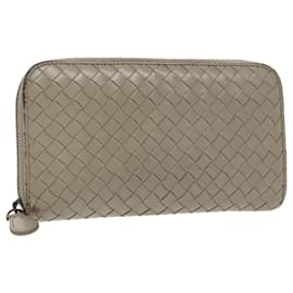 Autre Marque-BOTTEGA VENETA INTRECCIATO Long Wallet Leather Gray Auth 99517-Brown