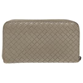 Autre Marque-BOTTEGA VENETA INTRECCIATO Long Wallet Leather Gray Auth 99517-Brown