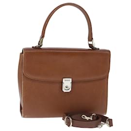 Autre Marque-Burberrys Hand Bag Leather 2way Brown Auth ti2407-Brown
