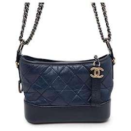 Chanel-Chanel Gabrielle Small Hobo Shoulder Bag-Navy blue