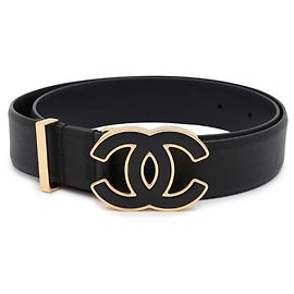 Chanel Coco Mark Leder Gürtel Schwarz