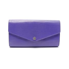 Louis Vuitton-Louis Vuitton Purple Leather Bi-Fold Long Wallet-Purple