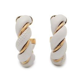 Brincos de couro trançado Bottega Veneta Branco