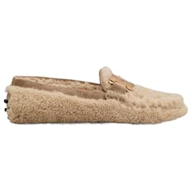 Tod's-City Gommino Driving Shoes in Sheepskin-Beige