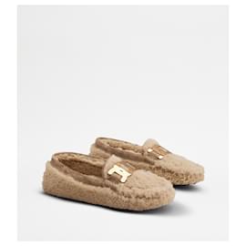 Tod's-City Gommino Driving Shoes in Sheepskin-Beige