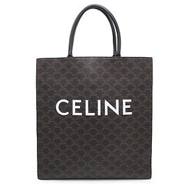 Céline Bolsa Tote Triomphe Vertical Cabas 191492 Marrom Preto