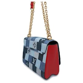 Louis Vuitton-Louis Vuitton Denim Monogram Twist MM Shoulder Bag-Red,Blue