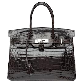 Hermès-HERMES Birkin 30 Bag in Exotic Leathers Gray - 102292-Grey