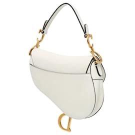 Dior-White Dior Mini Grained Calfskin Saddle Bag Satchel-White