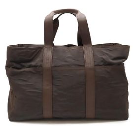 Hermès Bolsa Boston de nylon e couro Hermes Acapulco GM Marrom