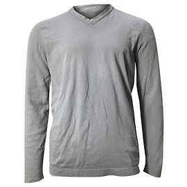 Stone Island Button-Embellished V-neck Sweatshirt in Grey Wool Grey