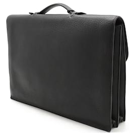 Hermès-Hermes Sac a Depeches 41 Briefcase Black Leather-Black