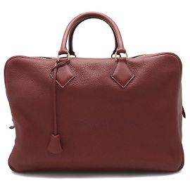 Hermès Hermes Plume 45 Leather Boston Bag Brown