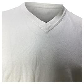 Stone Island-Sweatshirt V-neck en laine blanche avec patch logo Stone Island-Blanc