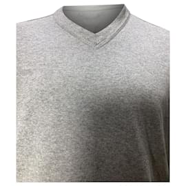 Stone Island-Sweatshirt V-neck en laine grise avec patch logo Stone Island-Gris