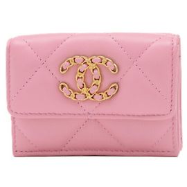 Chanel 19 Small Flap Geldbörse aus rosa Lammleder Pink