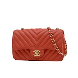 Chanel-Chanel Chevron Flap 20 Chain Shoulder Bag-Red