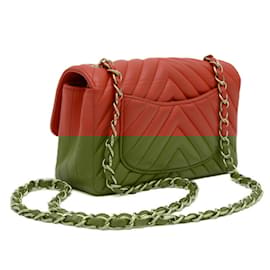 Chanel-Chanel Chevron Flap 20 Chain Shoulder Bag-Red