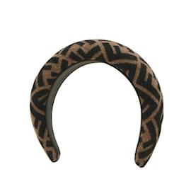 Fendi-Fendi Zucca Pattern Leather Headband-Brown,Black