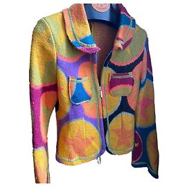 Louise Della Multicolored Zip Up Wool Jacket Orange Orange