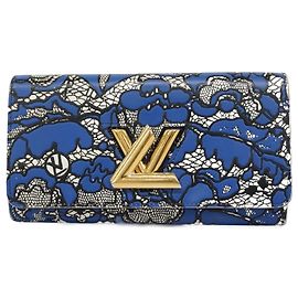 Louis Vuitton Twist Geldbörse mit Blumenmuster Weiß Blau