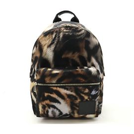 Paul Smith Tiger Canvas Leather Backpack Brown