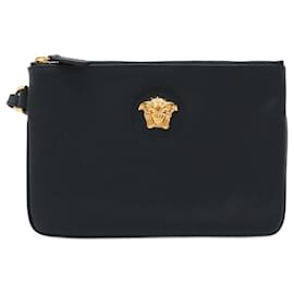 Versace-Versace Medusa Leather Clutch Bag-Blue