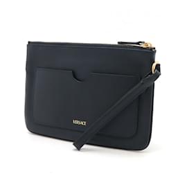 Versace-Versace Medusa Leather Clutch Bag-Blue