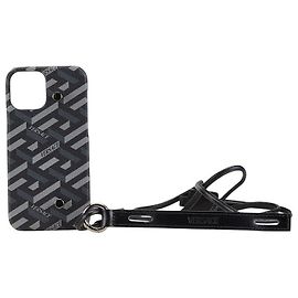Funda de teléfono de cuero La Greca de Versace Negro
