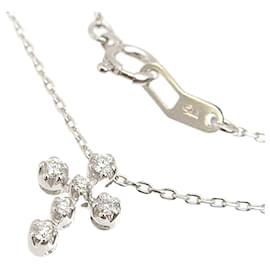 Autre Marque-Star Jewelry Diamond Cross Pendant Necklace 0.10ct White Gold-White
