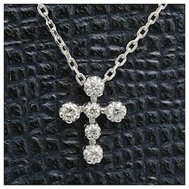 Autre Marque-Star Jewelry Diamond Cross Pendant Necklace 0.10ct White Gold-White