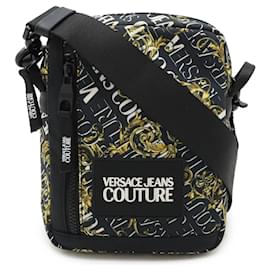 Versace-Versace Nylon Shoulder Bag Black Yellow-Black